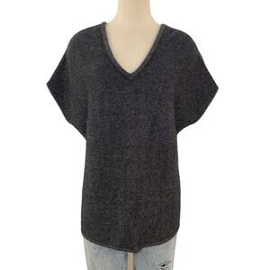 Neiman Marcus Cashmere Pullover Sweater Tunic Dolman Sleeve Dark Gray Silver M